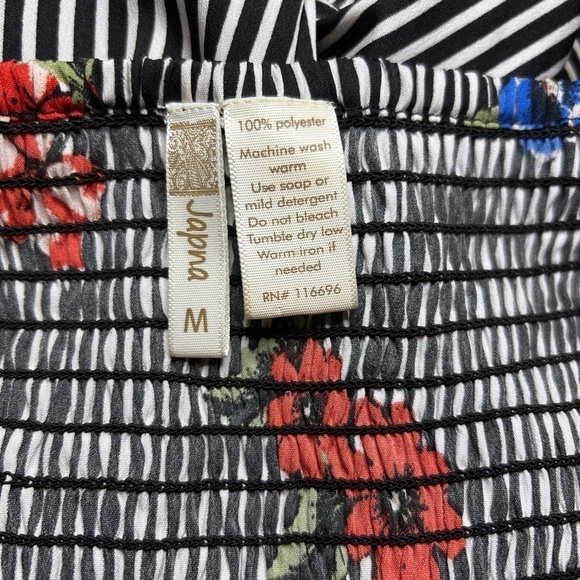 Japna Jumpsuit Romper Pants Floral Stripe Boho Shirred Smocked Tie Front - Picture 12 of 15